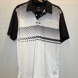 Oakley Black and White Graphic Polo Shirt